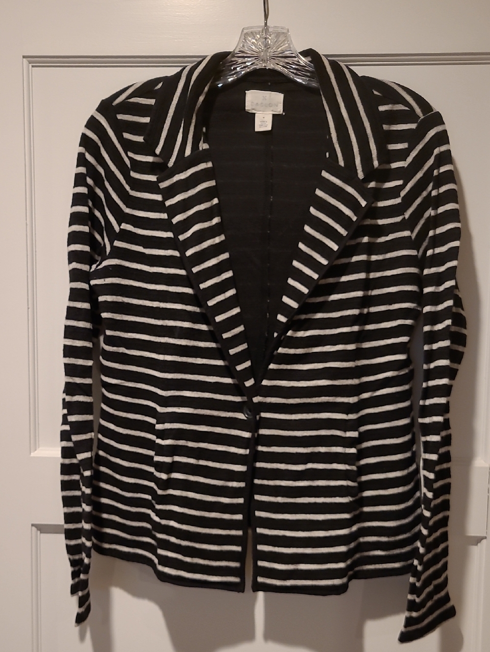 Caslon Black & White Striped Blazer Jacket